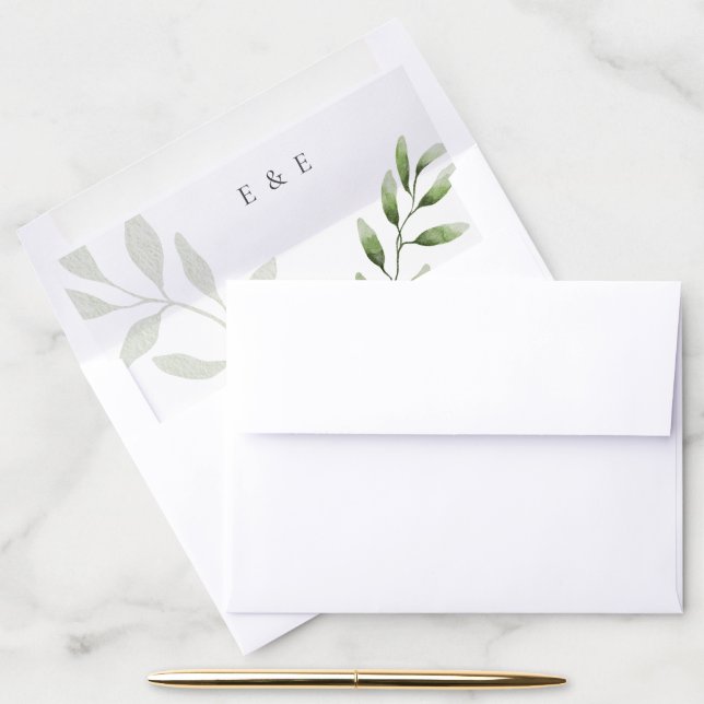 Elegant Sage Greenery Wedding Envelope Liner (Desk)