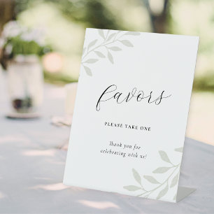 Elegant Sage Greenery Wedding Favors Pedestal Sign