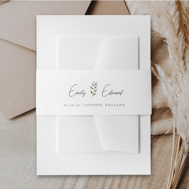 Elegant Sage Greenery Wedding Invitation Belly Band (Creator Uploaded)