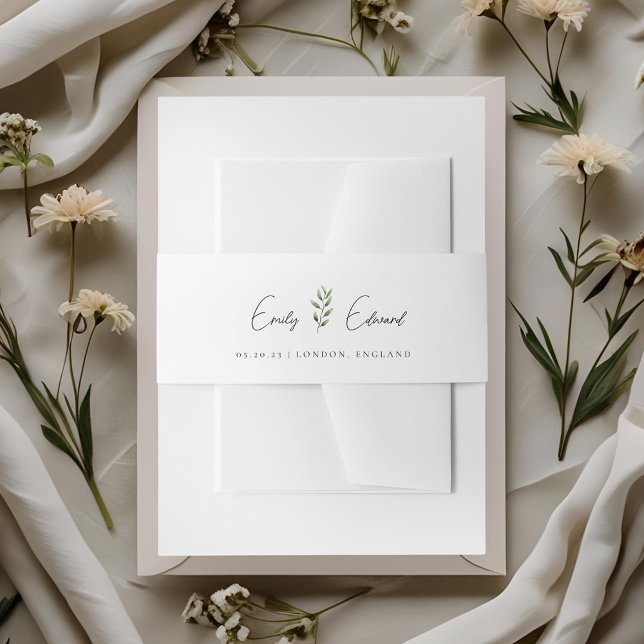 Elegant Sage Greenery Wedding Invitation Belly Band (Creator Uploaded)