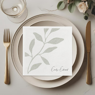 Elegant Sage Greenery Wedding Personalized Name Napkins