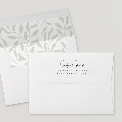 Elegant Sage Greenery Wedding Return Address Envelope