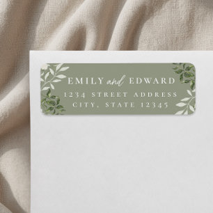 Elegant Sage Greenery Wedding Return Address Label