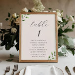 Elegant Sage Greenery Wedding Seating Chart Table Number<br><div class="desc">Custom-designed wedding seating chart table number card featuring modern elegant sage green foliage design with personalized table number and names.</div>