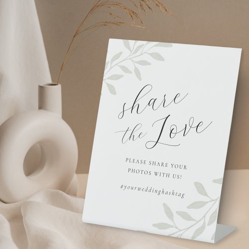Elegant Sage Greenery Wedding Share the Love Table Pedestal Sign