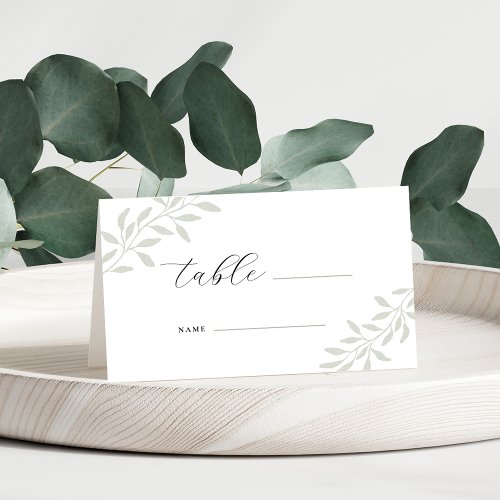 Elegant Sage Greenery Wedding Table Place Card