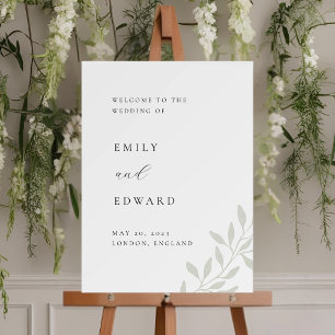 Elegant Sage Greenery Wedding Welcome Sign