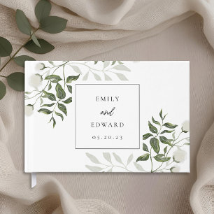 Elegant Sage Greenery & White Floral Wedding Guest Book