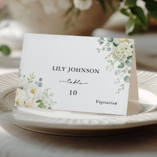 Elegant Sage & Ivory Wedding Meal Choice Place Table Number