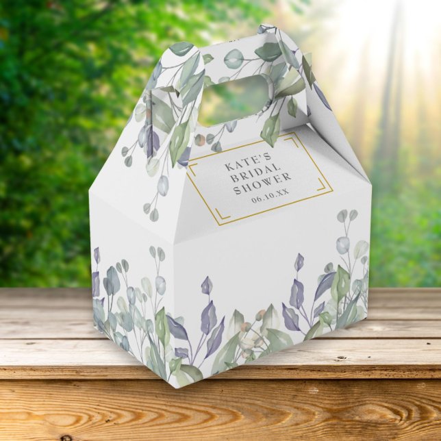 Elegant Sage Lilac Greenery Bridal Shower Favor Boxes