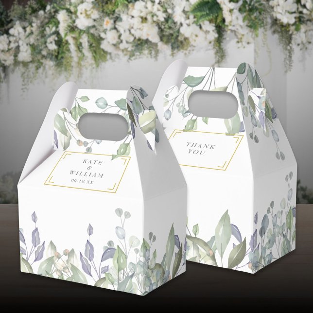 Elegant Sage Lilac Greenery Floral Wedding Favor Boxes (Elegant Sage Lilac Greenery Floral Wedding Favor Boxes)