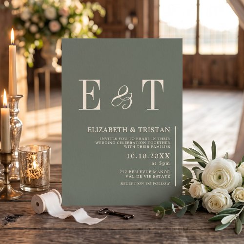 Elegant Sage Minimalist Wedding Invitation