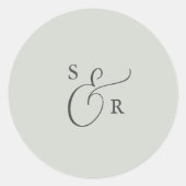 Elegant Sage Mint Monogram Wedding Envelope Seals (Front)