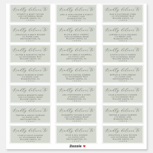 Elegant Sage Mint Wedding Guest Address Labels