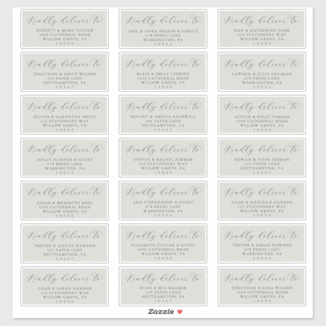 Elegant Sage Mint Wedding Guest Address Labels (Sheet)