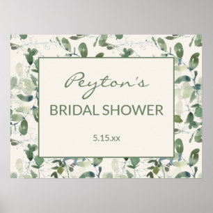 Elegant Sage Moss Green Eucalyptus Bridal Shower Poster