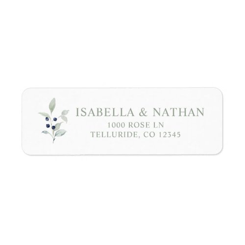 Elegant Sage Navy Greenery Return Address Wedding  Label