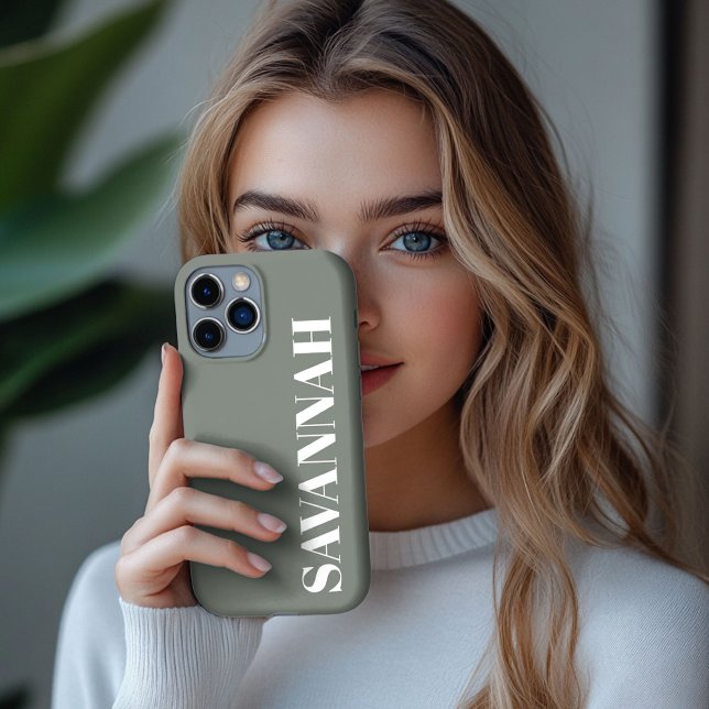 Elegant Sage personalized name simple  Case-Mate iPhone Case (Creator Uploaded)