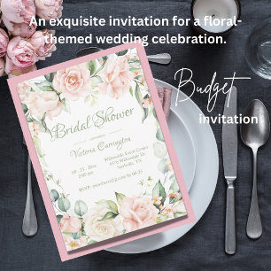 Elegant Sage Pink Floral Budget Bridal Shower