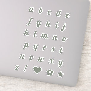 Elegant Sage Script Initial Letters Alphabet Sticker