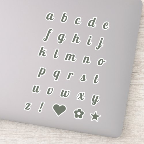 Elegant Sage Script Initial Letters Alphabet Sticker