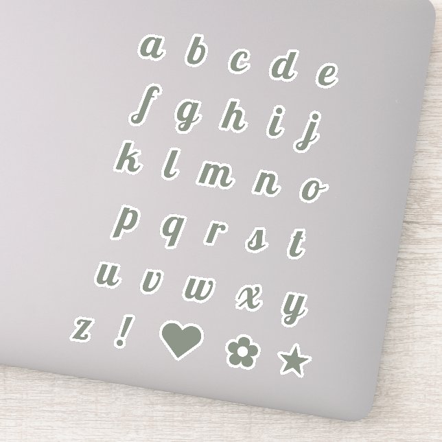 Elegant Sage Script Initial Letters Alphabet Sticker (Detail)