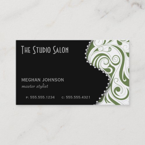 Elegant Sage Swirly Swirl Business Card Template