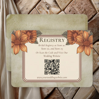 Elegant Sage Terracotta Floral Bridal Registry  Enclosure Card