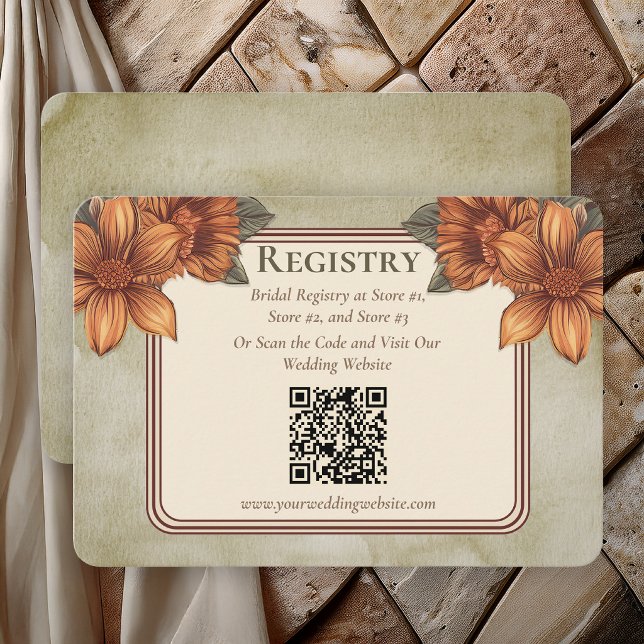 Elegant Sage Terracotta Floral Bridal Registry  Enclosure Card (Elegant Sage Terracotta Floral Bridal Registry Enclosure Card)