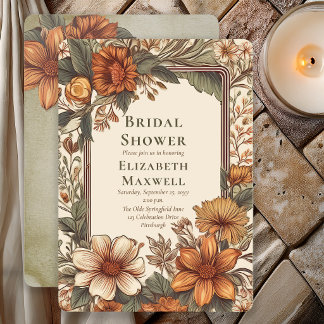 Elegant Sage Terracotta Floral Bridal Shower Invitation