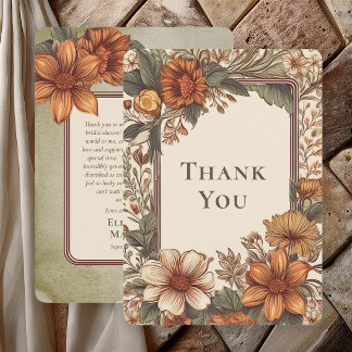 Elegant Sage Terracotta Floral Thank You Card