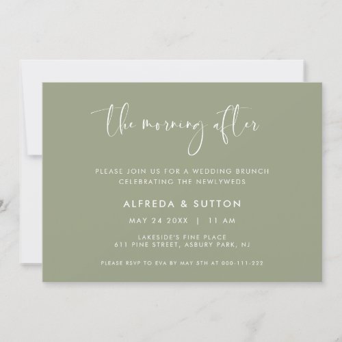 Elegant sage The Morning after Wedding Brunch Invitation