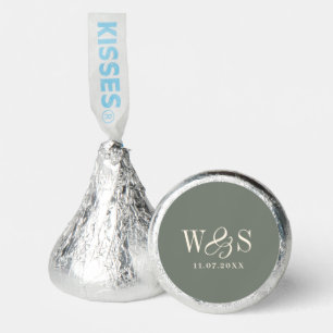 Elegant Sage Wedding Couples Initials Hershey®'s Kisses®