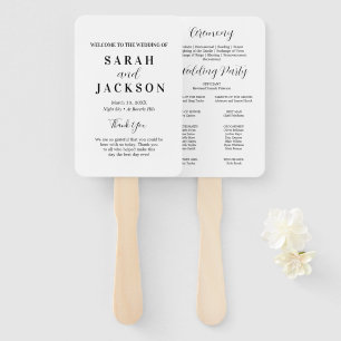 Elegant Sage White Wedding Program Hand Fan