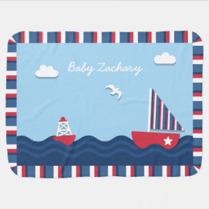 Elegant Sail boat Nautical Theme, For Babies Stroller Blanket