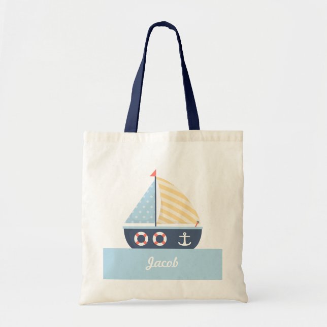 Elegant Sail boat Nautical Theme For Boys Tote Bag (Front)