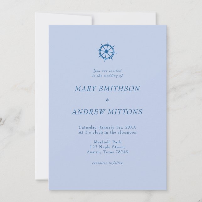 Elegant Sail Boat Wedding Invitation (Front)