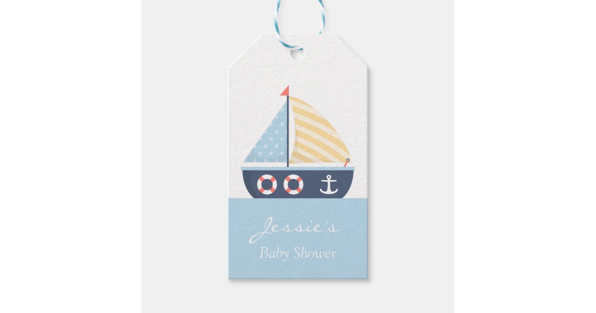 Elegant Sailboat Nautical Baby Shower Gift Tags Zazzle Com