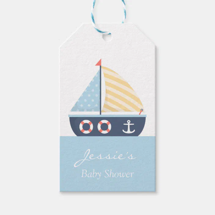 Elegant Sailboat Nautical Baby Shower Gift Tags Zazzle Com
