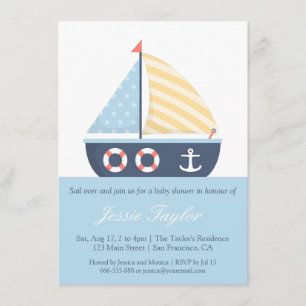 Elegant Sailboat Nautical Baby Shower Invitations