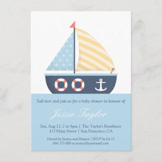 Elegant Sailboat Nautical Baby Shower Invitations