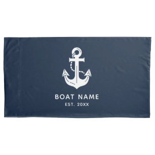 Elegant Sailing Vessel Name Est Year Branding Pillow Case