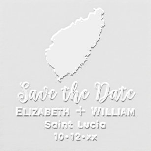 Elegant Saint Lucia Map Wedding Save the Date Embosser