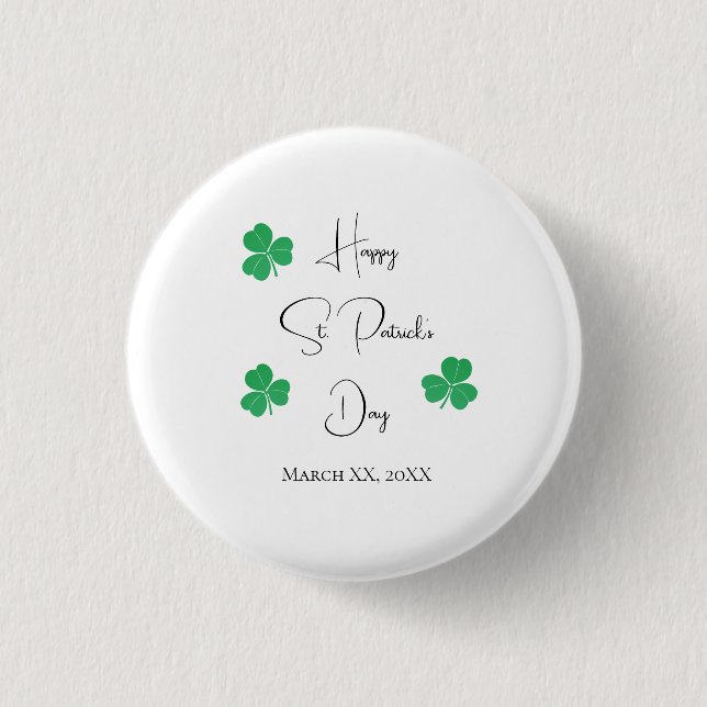 Elegant Saint Patricks Day Shamrock  Button (Front)
