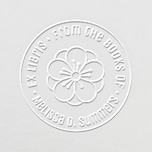 Elegant Sakura Cherry Blossom Flower Bookplate Embosser