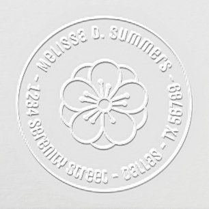 Elegant Sakura Cherry Blossom Flower Round Address Embosser
