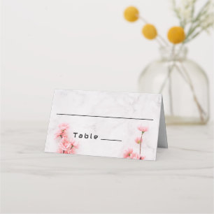 Elegant Sakura Cherry Blossom pink marble wedding Place Card