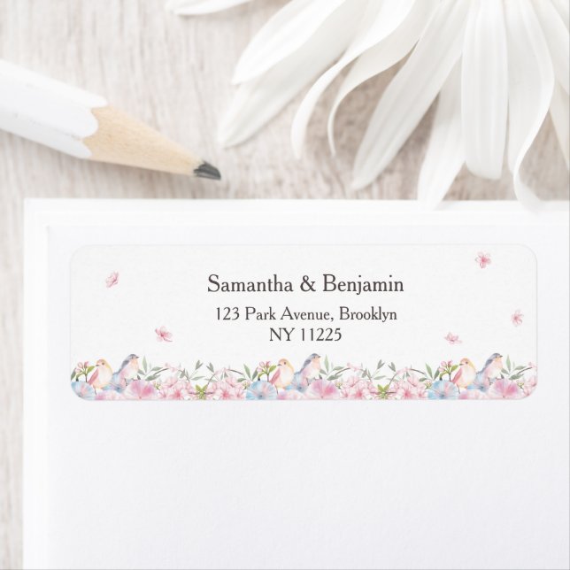 Elegant Sakura Cherry Blossom Wedding Address Label (Insitu)