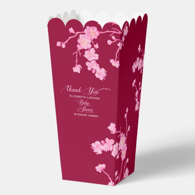Elegant Sakura Cherry Blossoms Baby Shower Favor B Boxes (Front)
