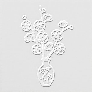 Elegant Sakura Cherry Blossoms Vase Embosser